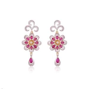 Designer Earrings with Certified Diamonds in 18k Yellow Gold - NK0912PER